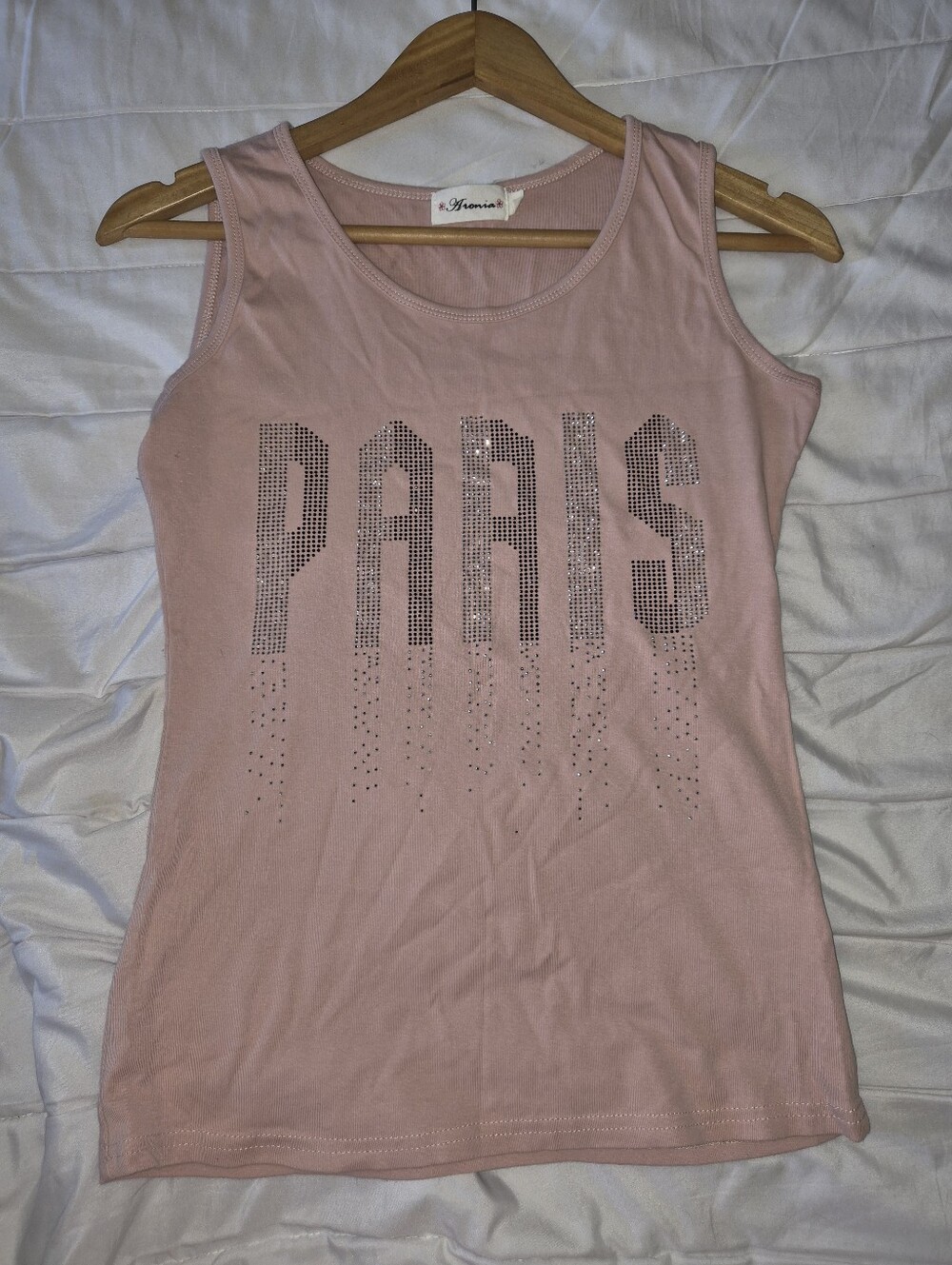 Pink Rhinestone 'PARIS' Tank Top